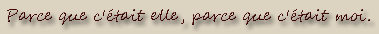 Parce que c'était elle, parce que c'était moi.